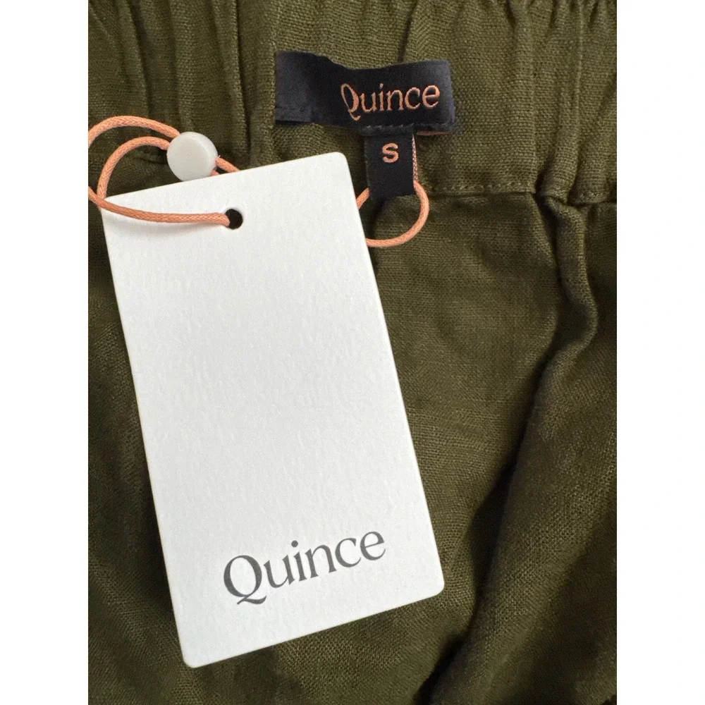 Quince Olive Green 100% Linen Wide Leg Jumpsuit Womens Small NWT Sustainable